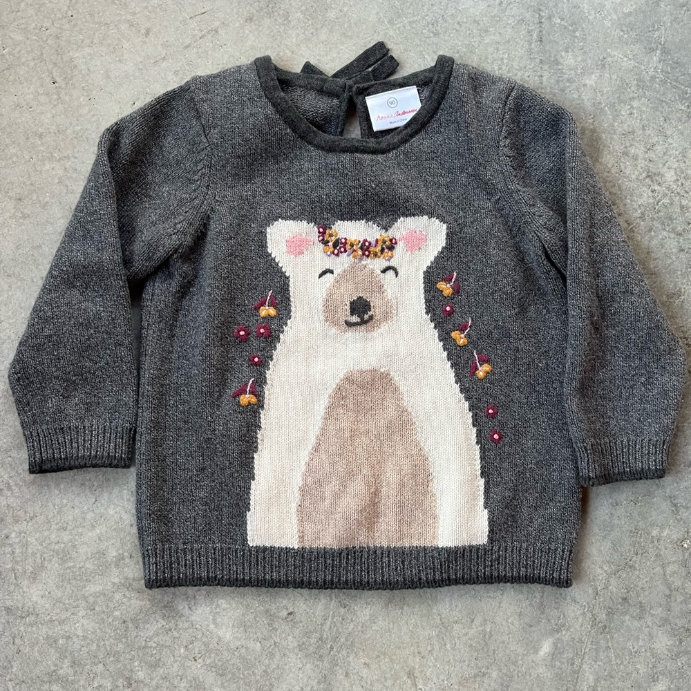 Hanna Andersson Polar Bear Cotton & Wool Blend Sweater 3T